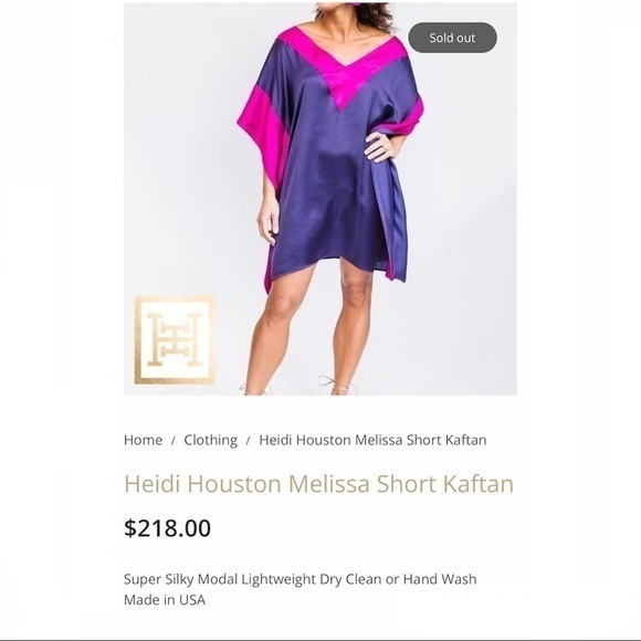 Heidi Houston Melissa Short Kaftan Tunic Mini Dress One Size - Picture 3 of 16